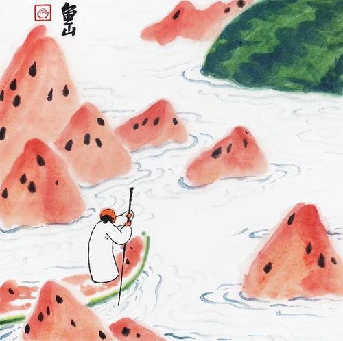 吃瓜的画,吃瓜群众的趣味生活画卷